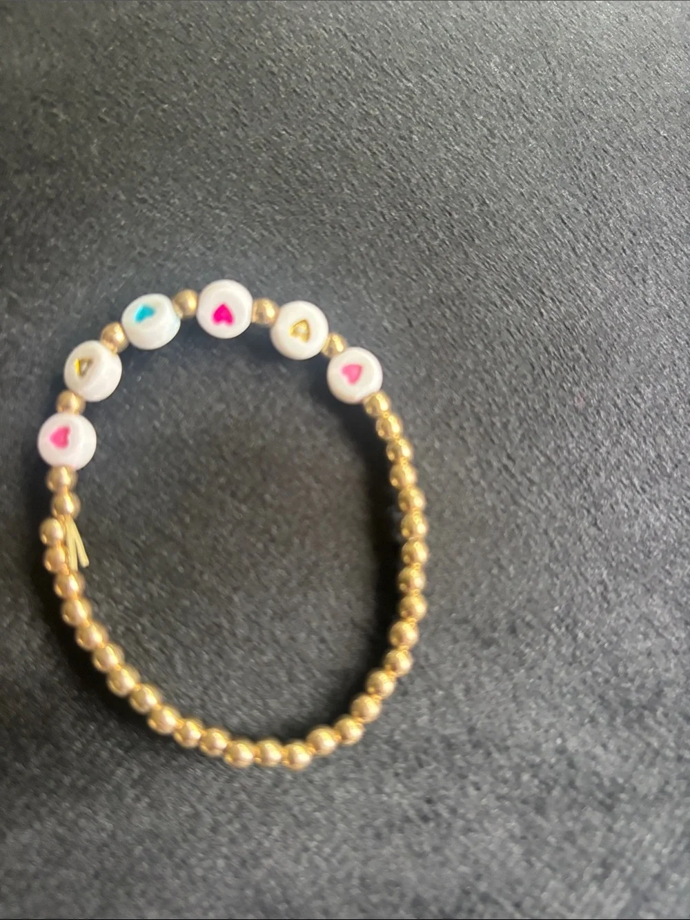 Kids Heart Bead Stretch Bracelet - Gold and Multicolor